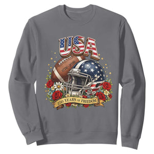 Patriotic Floral Baseball Sweatshirt USA 250th Anniversary Gift TS12 Charcoal Print Your Wear