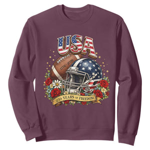 Patriotic Floral Baseball Sweatshirt USA 250th Anniversary Gift TS12 Maroon Print Your Wear