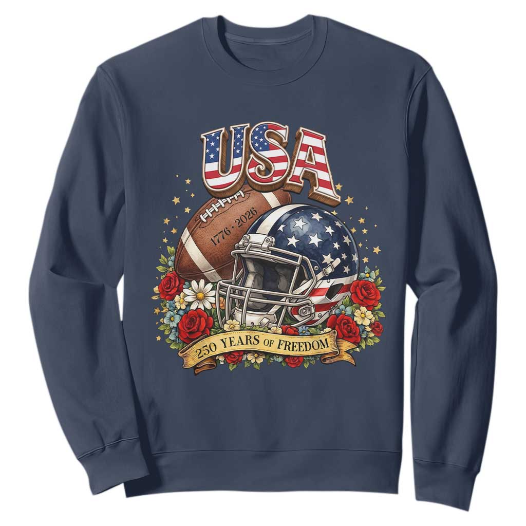 Patriotic Floral Baseball Sweatshirt USA 250th Anniversary Gift TS12 Navy Print Your Wear