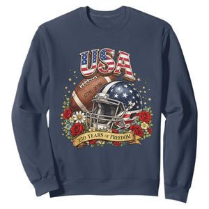 Patriotic Floral Baseball Sweatshirt USA 250th Anniversary Gift TS12 Navy Print Your Wear