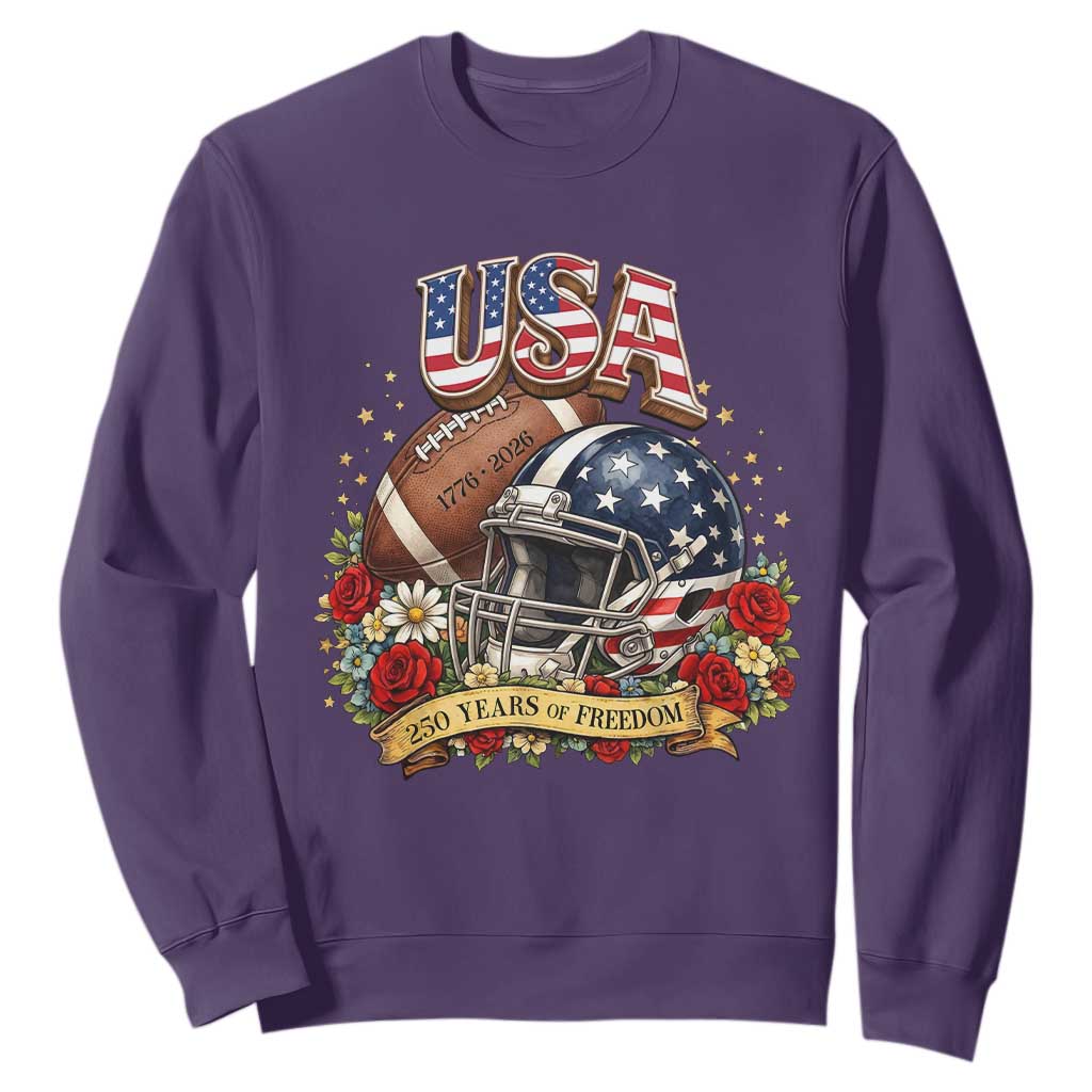 Patriotic Floral Baseball Sweatshirt USA 250th Anniversary Gift TS12 Purple Print Your Wear