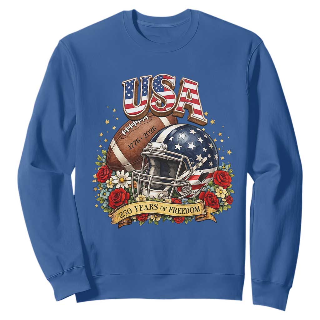 Patriotic Floral Baseball Sweatshirt USA 250th Anniversary Gift TS12 Royal Blue Print Your Wear