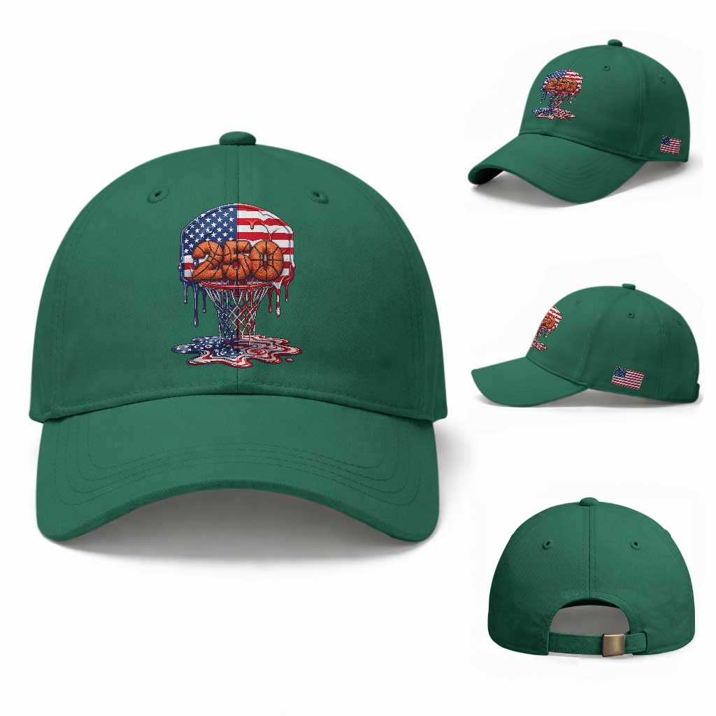 Patriotic Basketball Drip Baseball Cap USA 250th Anniversary Gift TS12 Baseball Cap Universal Fit Irish Green Print Your Wear