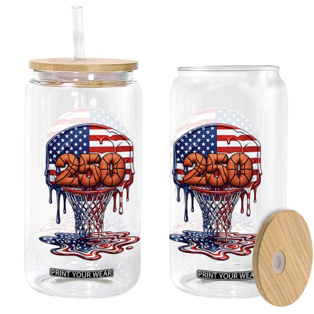 Patriotic Basketball Drip Glass Can USA 250th Anniversary Gift TS12 Print Your Wear