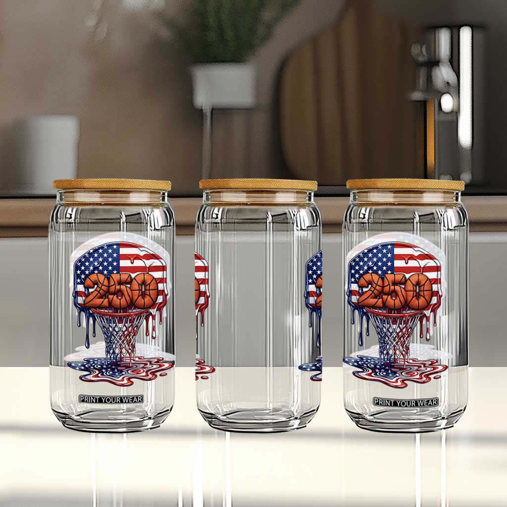 Patriotic Basketball Drip Glass Can USA 250th Anniversary Gift TS12 Print Your Wear
