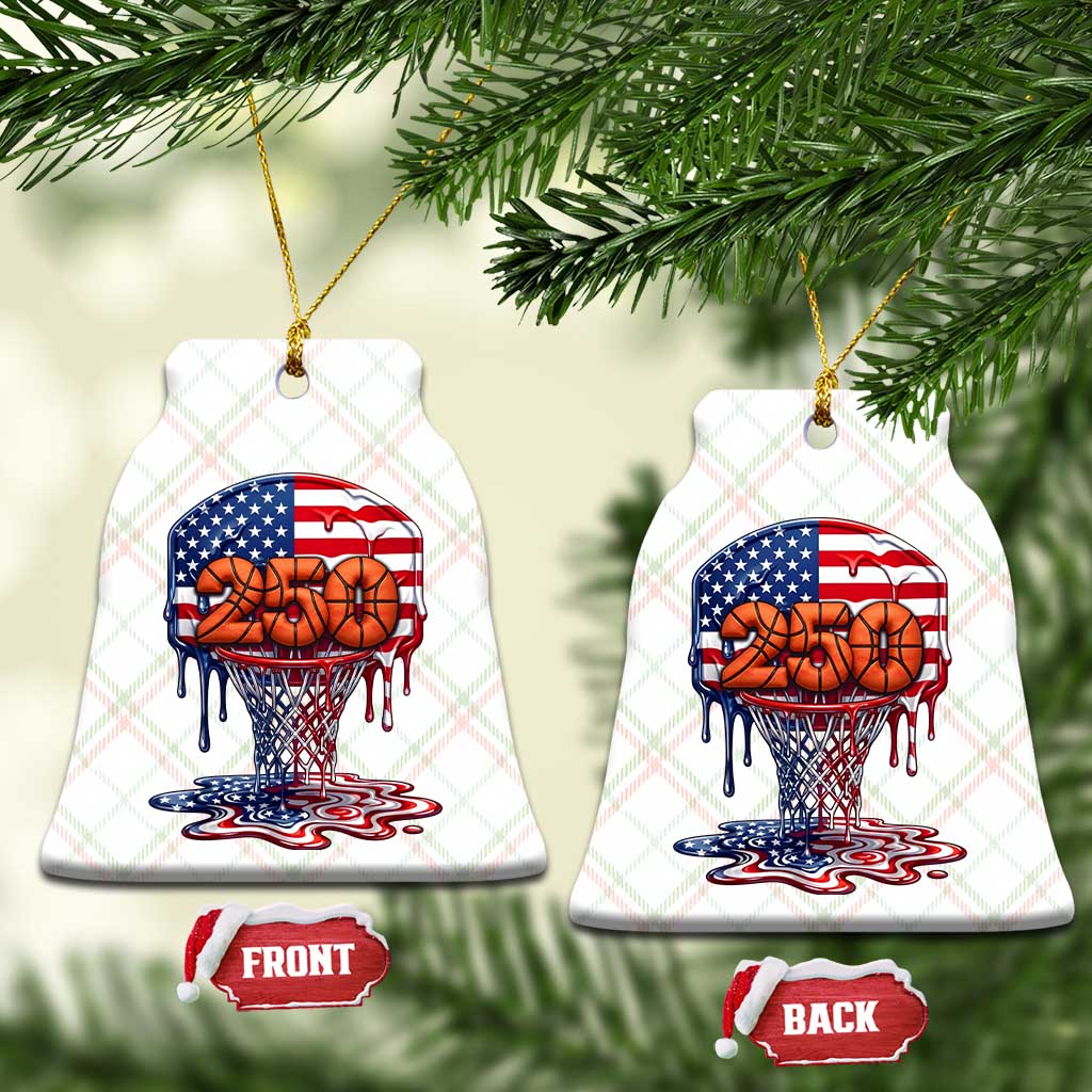Patriotic Basketball Drip Ceramic Ornament USA 250th Anniversary Gift TS12 Print Your Wear