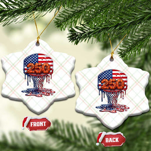 Patriotic Basketball Drip Ceramic Ornament USA 250th Anniversary Gift TS12 Print Your Wear