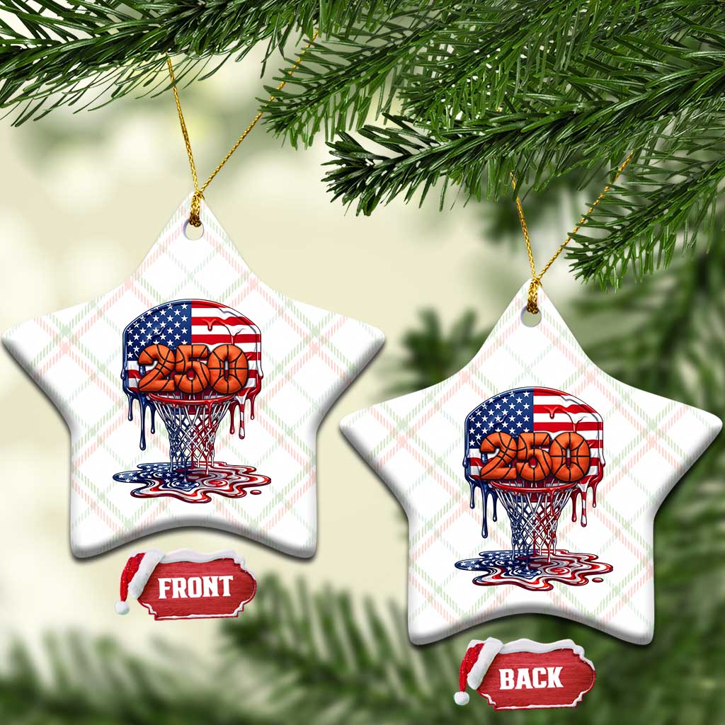 Patriotic Basketball Drip Ceramic Ornament USA 250th Anniversary Gift TS12 Print Your Wear