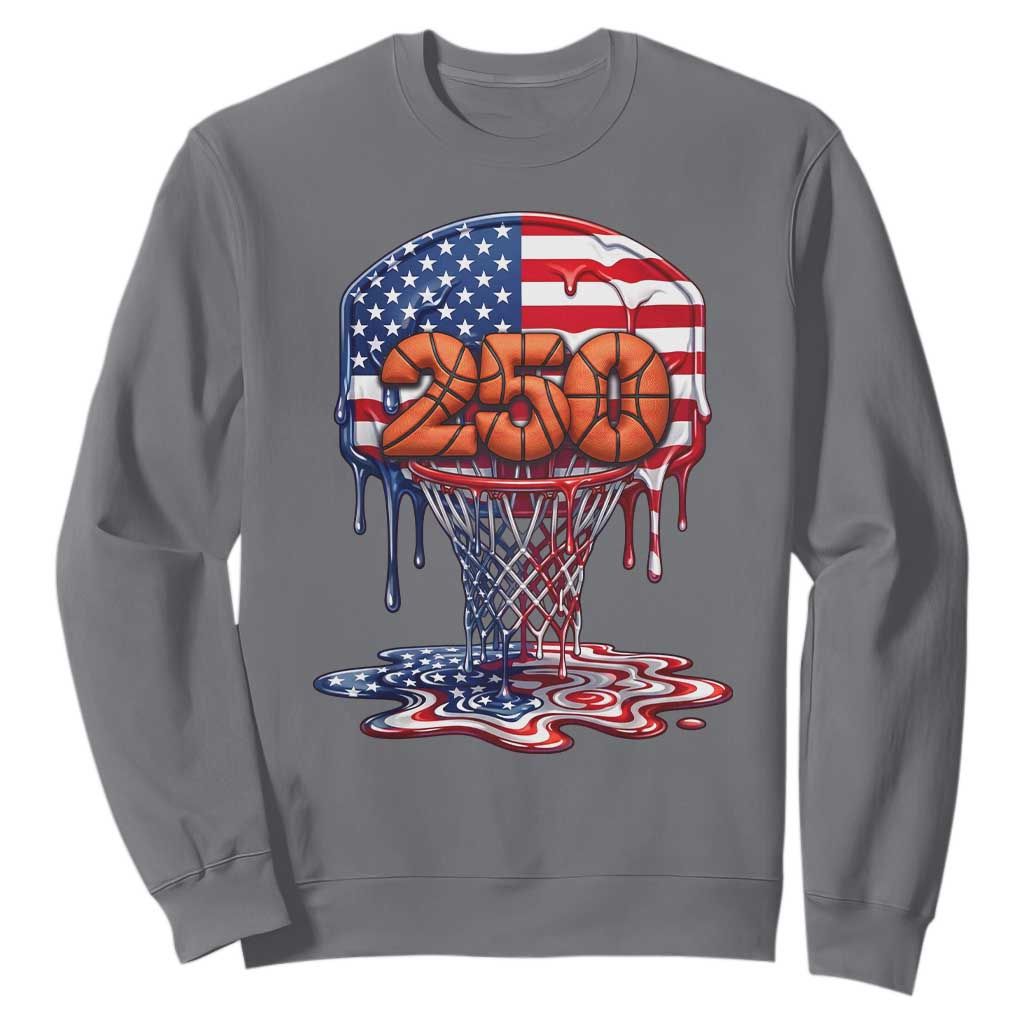 Patriotic Basketball Drip Sweatshirt USA 250th Anniversary Gift TS12 Charcoal Print Your Wear