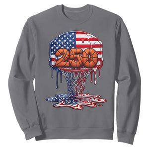 Patriotic Basketball Drip Sweatshirt USA 250th Anniversary Gift TS12 Charcoal Print Your Wear