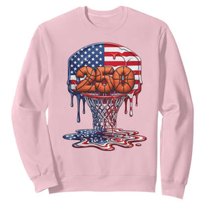 Patriotic Basketball Drip Sweatshirt USA 250th Anniversary Gift TS12 Light Pink Print Your Wear