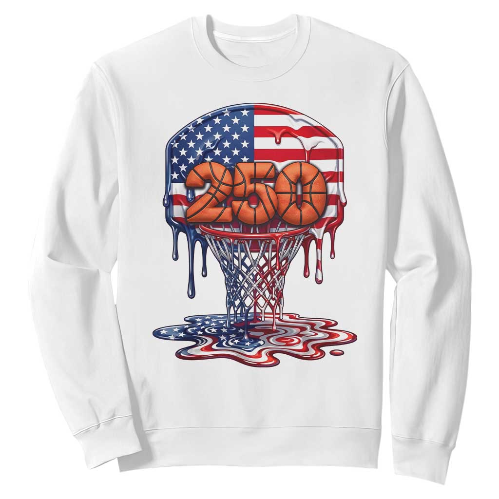 Patriotic Basketball Drip Sweatshirt USA 250th Anniversary Gift TS12 White Print Your Wear