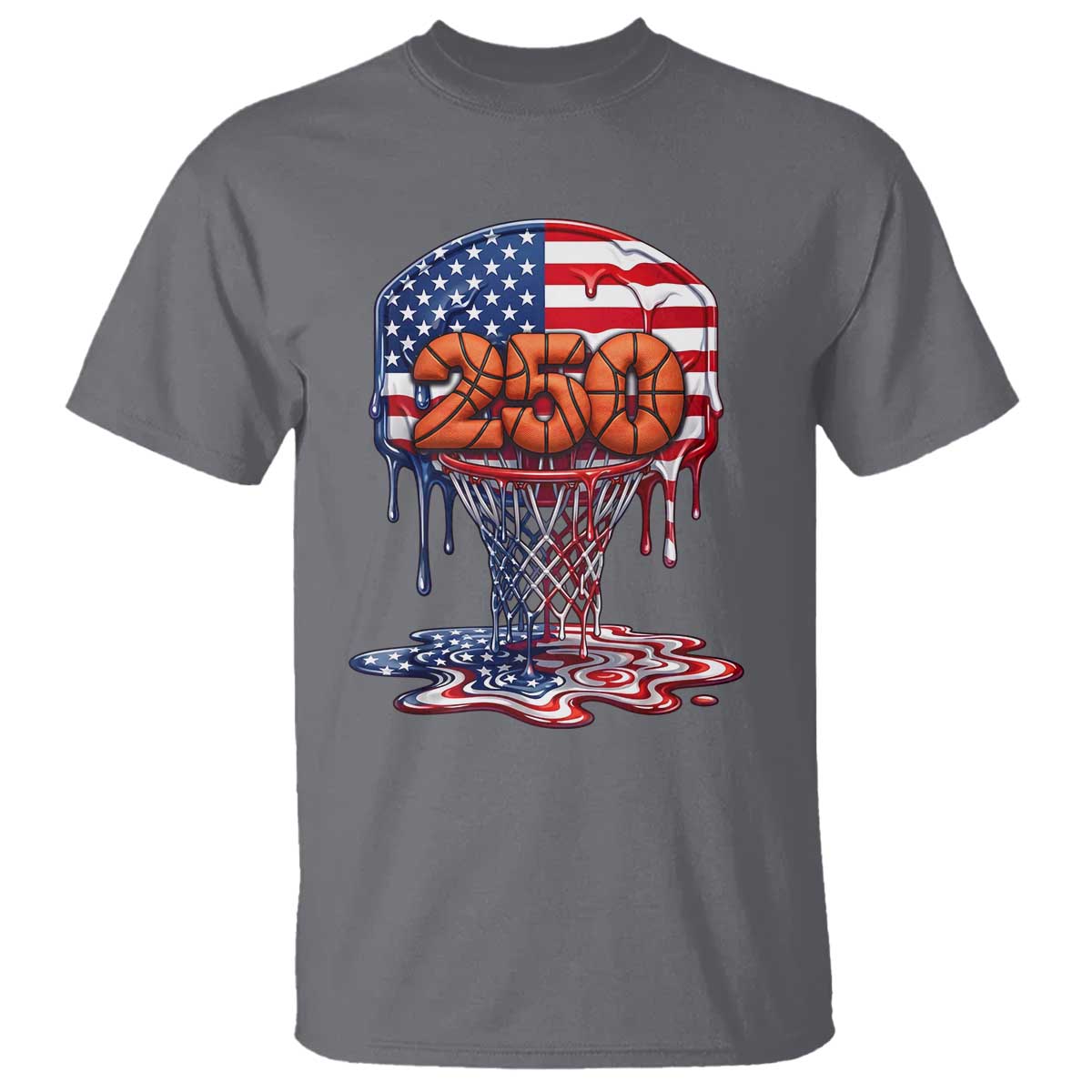 Patriotic Basketball Drip T Shirt USA 250th Anniversary Gift TS12 Charcoal Print Your Wear
