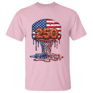 Patriotic Basketball Drip T Shirt USA 250th Anniversary Gift TS12 Light Pink Print Your Wear