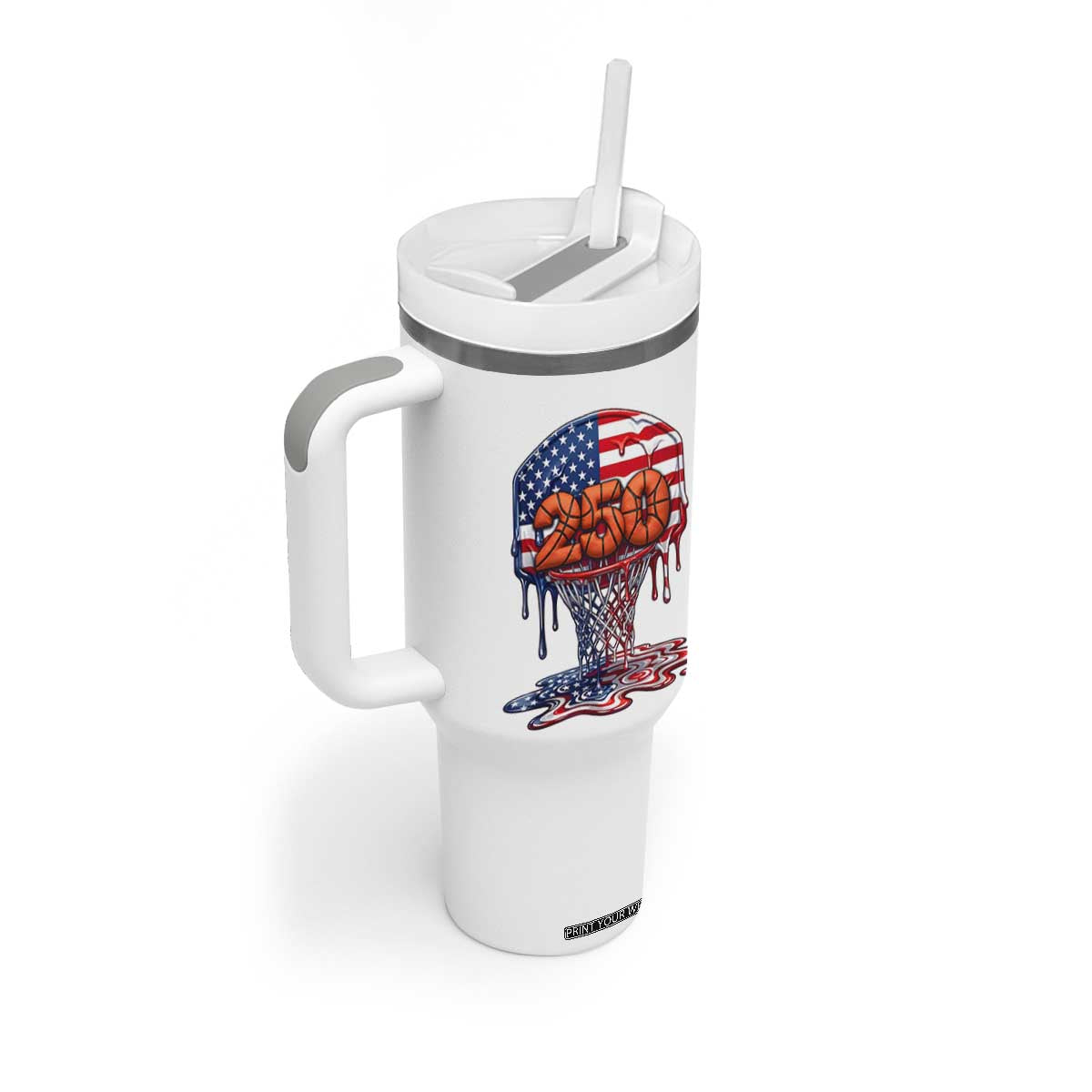 Patriotic Basketball Drip Tumbler With Handle USA 250th Anniversary Gift TS12 Print Your Wear