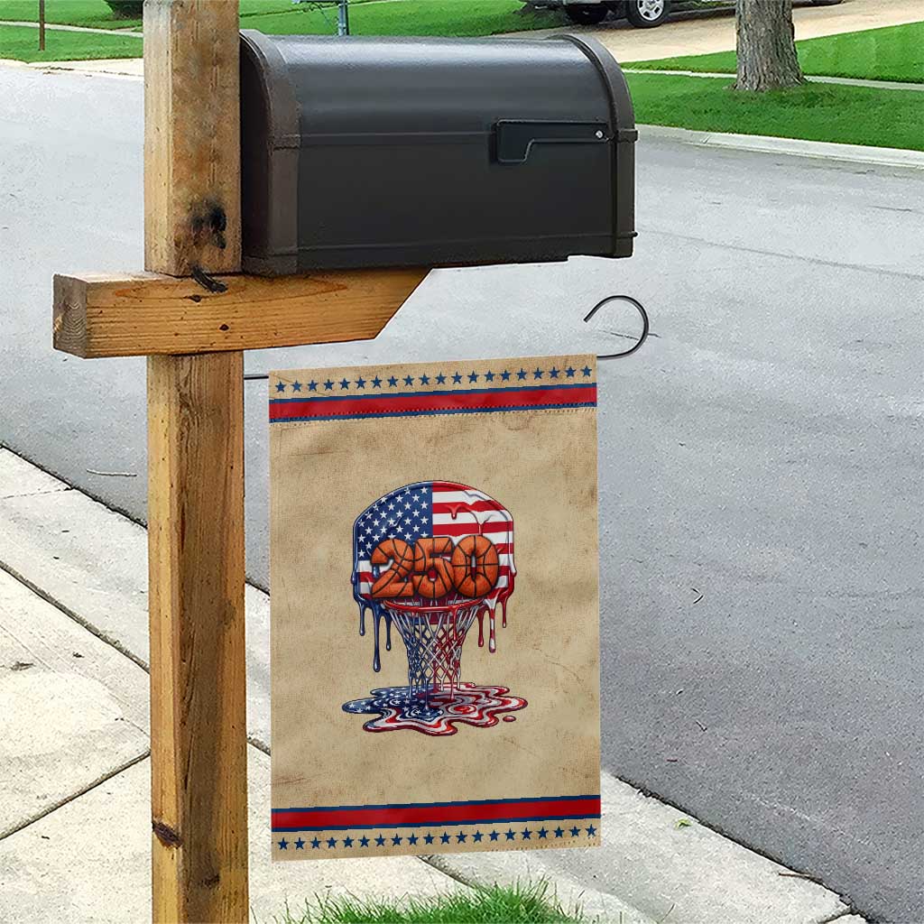 Basketball Drip Patriotic Garden Flag USA 250th Anniversary Gift TS12 Vintage Rustic Tan Red Print Your Wear