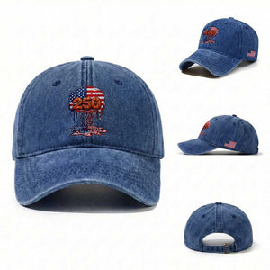 Patriotic Basketball Drip Washed Cotton Baseball Cap USA 250th Anniversary Gift TS12 Washed Cap Universal Fit Royal Blue Print Your Wear