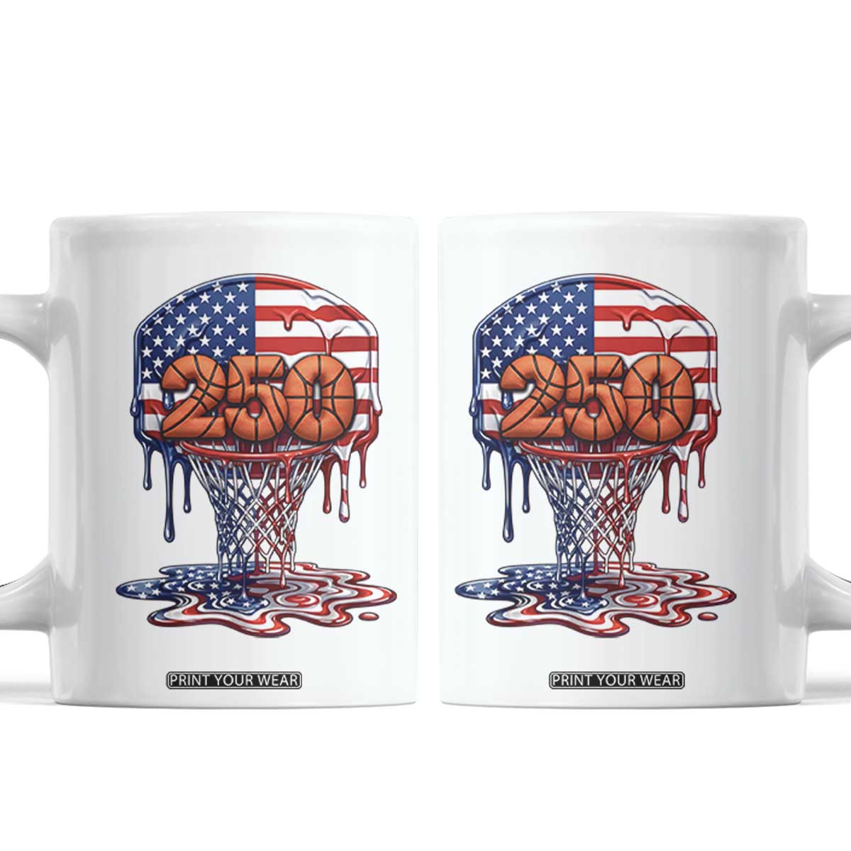 Patriotic Basketball Drip Coffee Mug USA 250th Anniversary Gift TS12 White Print Your Wear