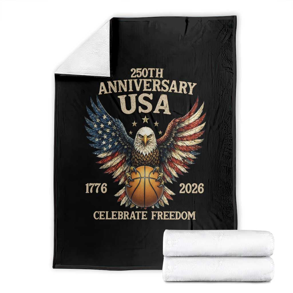 250 Years Of Freedom Basketball Throw Blanket Patriotic Athlete Gift TS12 Black Print Your Wear