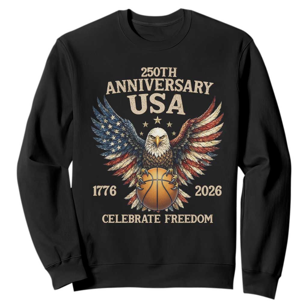 250 Years Of Freedom Basketball Sweatshirt Patriotic Athlete Gift TS12 Black Print Your Wear