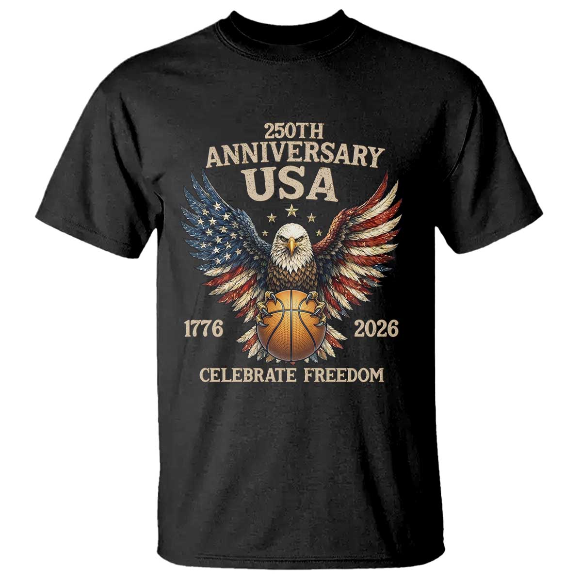 250 Years Of Freedom Basketball T Shirt Patriotic Athlete Gift TS12 Black Print Your Wear