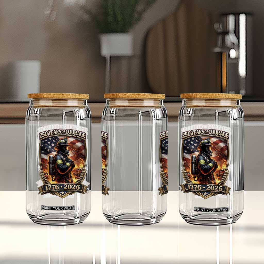 Firefighter USA 250th Anniversary Gift Glass Can 250 Years Of Courage TS12 Print Your Wear