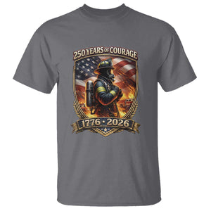Firefighter USA 250th Anniversary Gift T Shirt 250 Years Of Courage TS12 Charcoal Print Your Wear