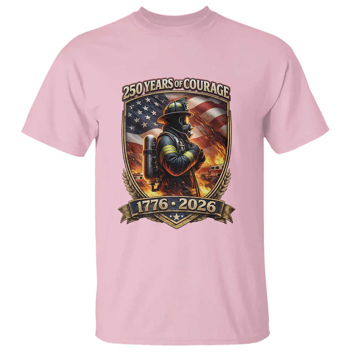 Firefighter USA 250th Anniversary Gift T Shirt 250 Years Of Courage TS12 Light Pink Print Your Wear