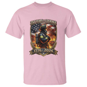 Firefighter USA 250th Anniversary Gift T Shirt 250 Years Of Courage TS12 Light Pink Print Your Wear
