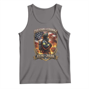Firefighter USA 250th Anniversary Gift Tank Top 250 Years Of Courage TS12 Deep Heather Print Your Wear