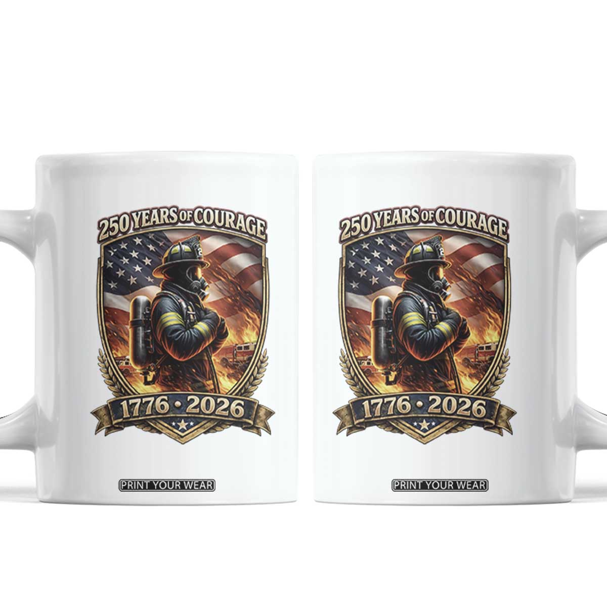 Firefighter USA 250th Anniversary Gift Coffee Mug 250 Years Of Courage TS12 White Print Your Wear
