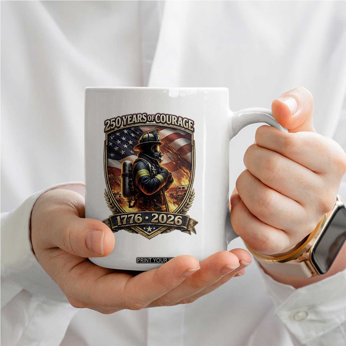 Firefighter USA 250th Anniversary Gift Coffee Mug 250 Years Of Courage TS12 Print Your Wear