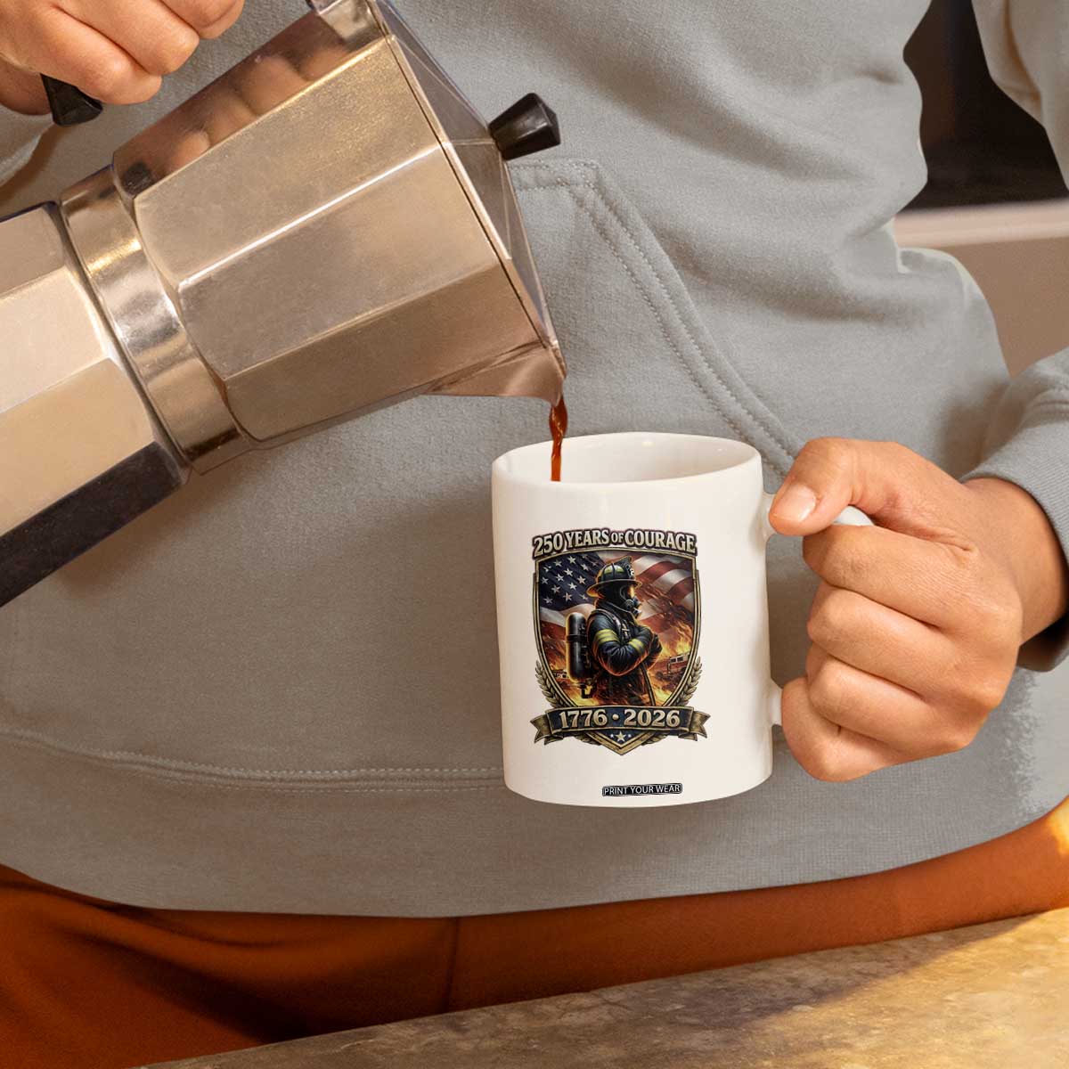 Firefighter USA 250th Anniversary Gift Coffee Mug 250 Years Of Courage TS12 Print Your Wear