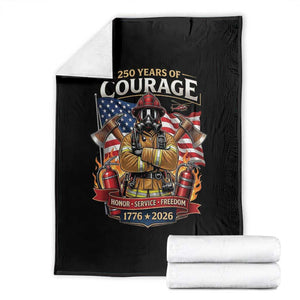 Patriotic Firefighter 250 Years Of Courage USA Anniversary Gift Throw Blanket TS12 Black Print Your Wear