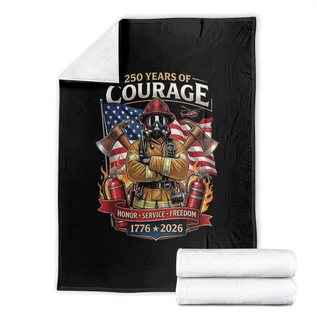 Patriotic Firefighter 250 Years Of Courage USA Anniversary Gift Throw Blanket TS12 Black Print Your Wear
