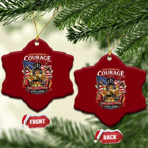 Patriotic Firefighter 250 Years Of Courage USA Anniversary Gift Ceramic Ornament TS12 Print Your Wear