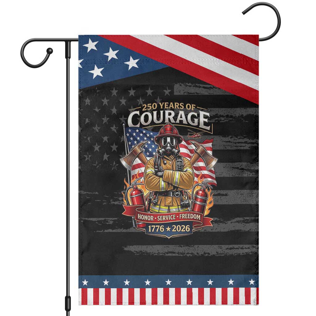 Firefighter 250 Years Of Courage USA Anniversary Gift Patriotic Garden Flag TS12 Distressed Black Blue Print Your Wear