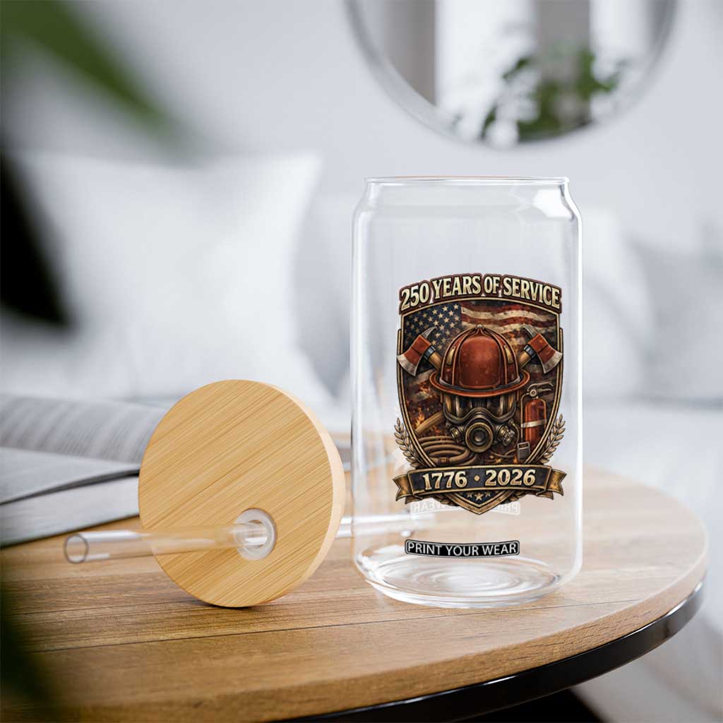 Patriotic Firefighter 250 Years Of Service USA Anniversary Gift Glass Can TS12 Print Your Wear