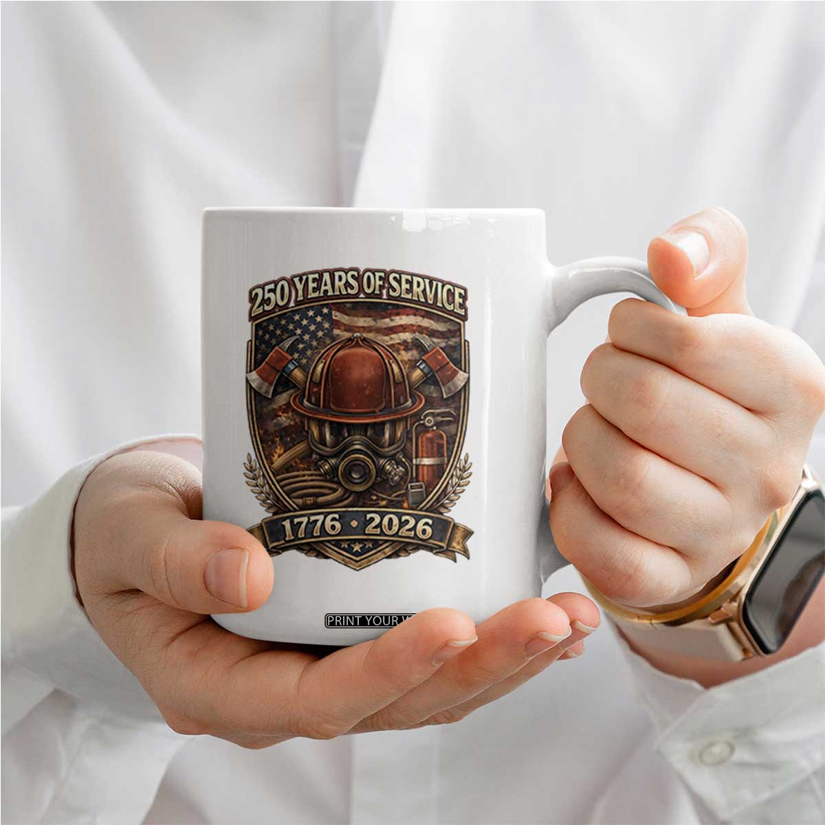 Patriotic Firefighter 250 Years Of Service USA Anniversary Gift Coffee Mug TS12 Print Your Wear