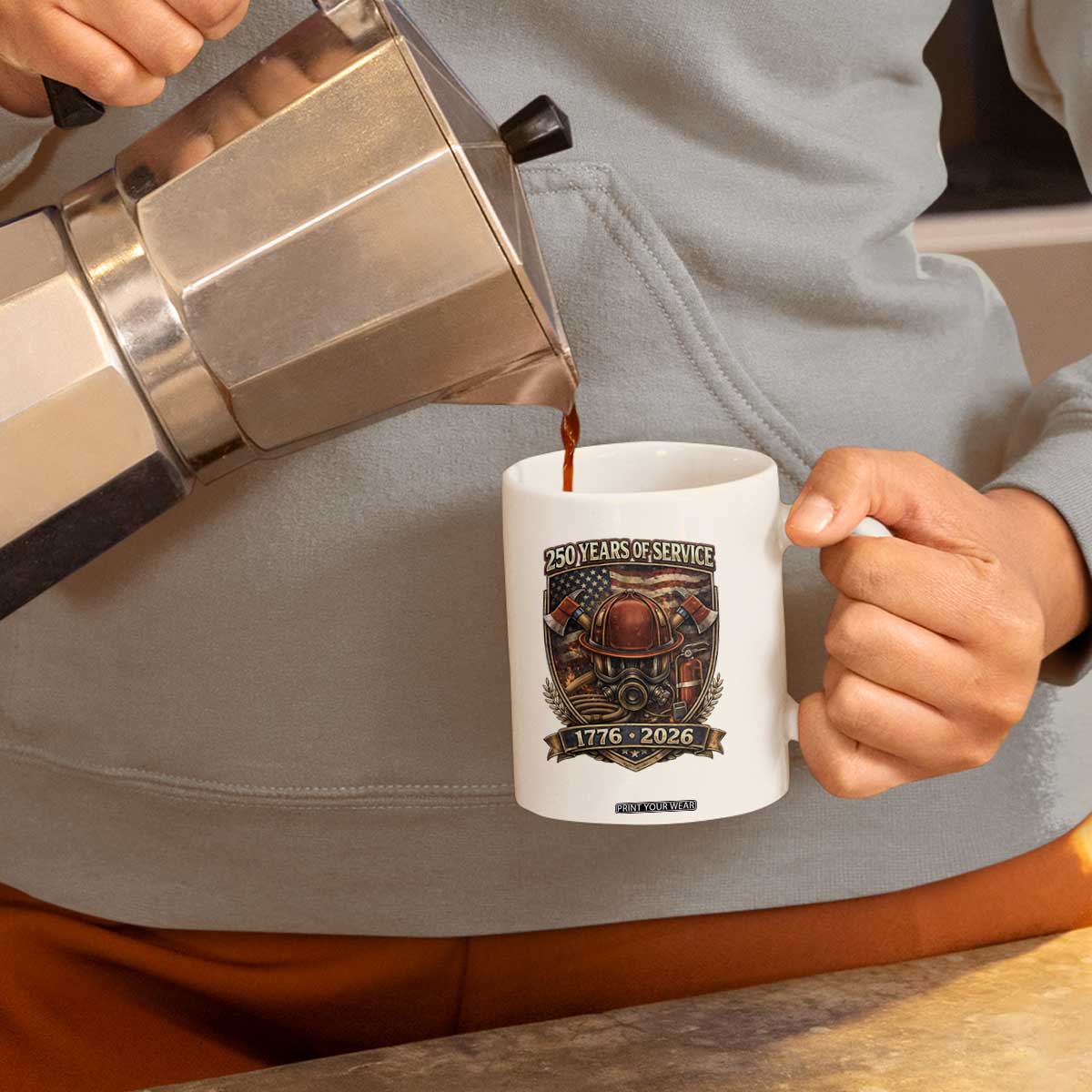 Patriotic Firefighter 250 Years Of Service USA Anniversary Gift Coffee Mug TS12 Print Your Wear