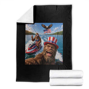 Patriotic Bigfoot Squad Chill Summer Vacation Graphic Throw Blanket TS12 Black Print Your Wear