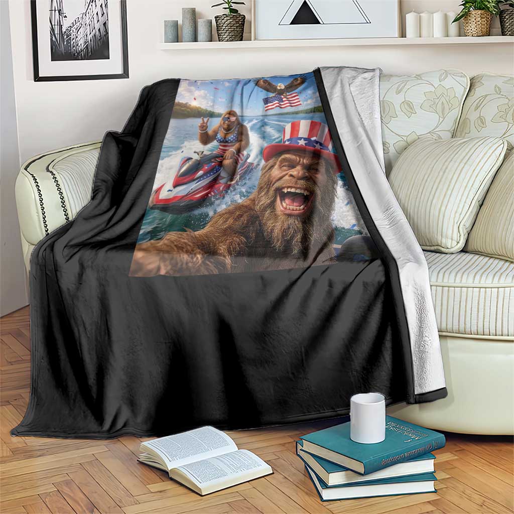 Patriotic Bigfoot Squad Chill Summer Vacation Graphic Throw Blanket TS12 Print Your Wear