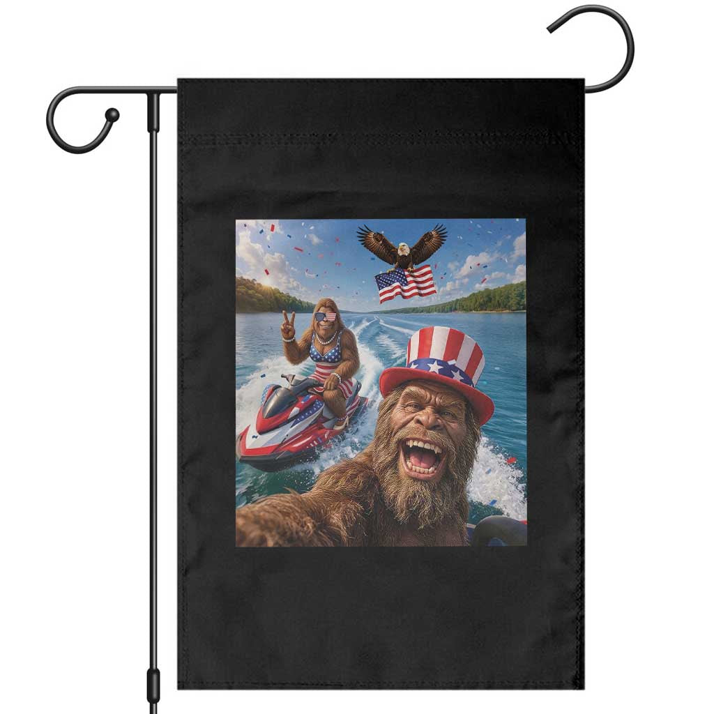 Patriotic Bigfoot Squad Chill Summer Vacation Graphic Garden Flag TS12 Black Print Your Wear