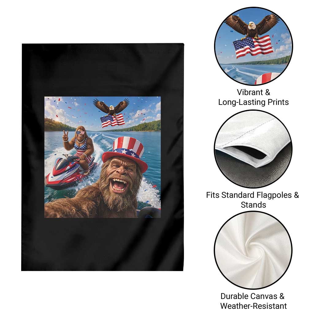 Patriotic Bigfoot Squad Chill Summer Vacation Graphic Garden Flag TS12 Print Your Wear