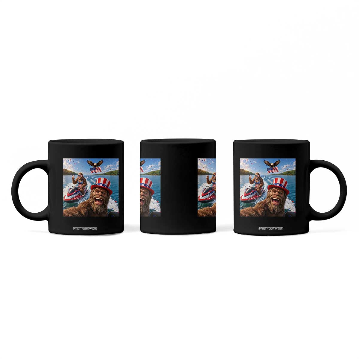 Patriotic Bigfoot Squad Chill Summer Vacation Graphic Coffee Mug TS12 Print Your Wear