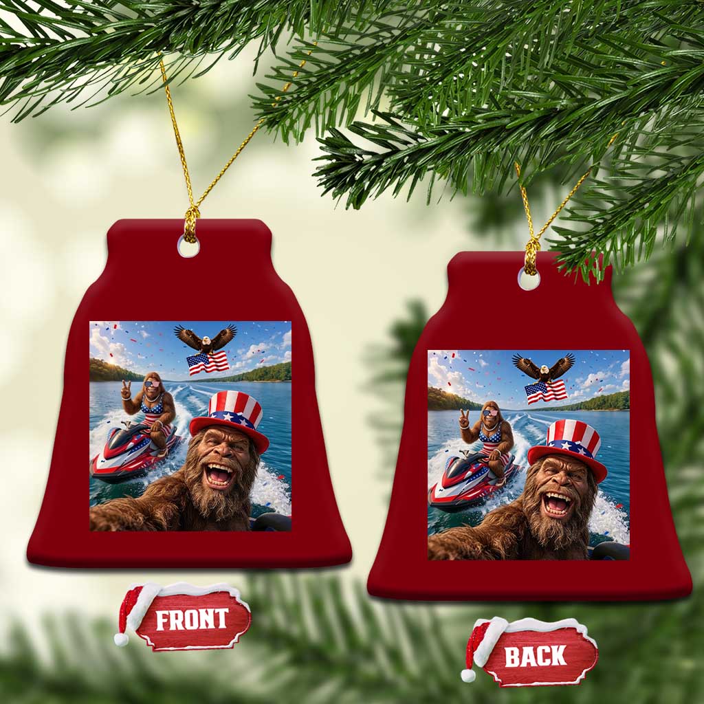 Patriotic Bigfoot Squad Chill Summer Vacation Graphic Ceramic Ornament TS12 Print Your Wear