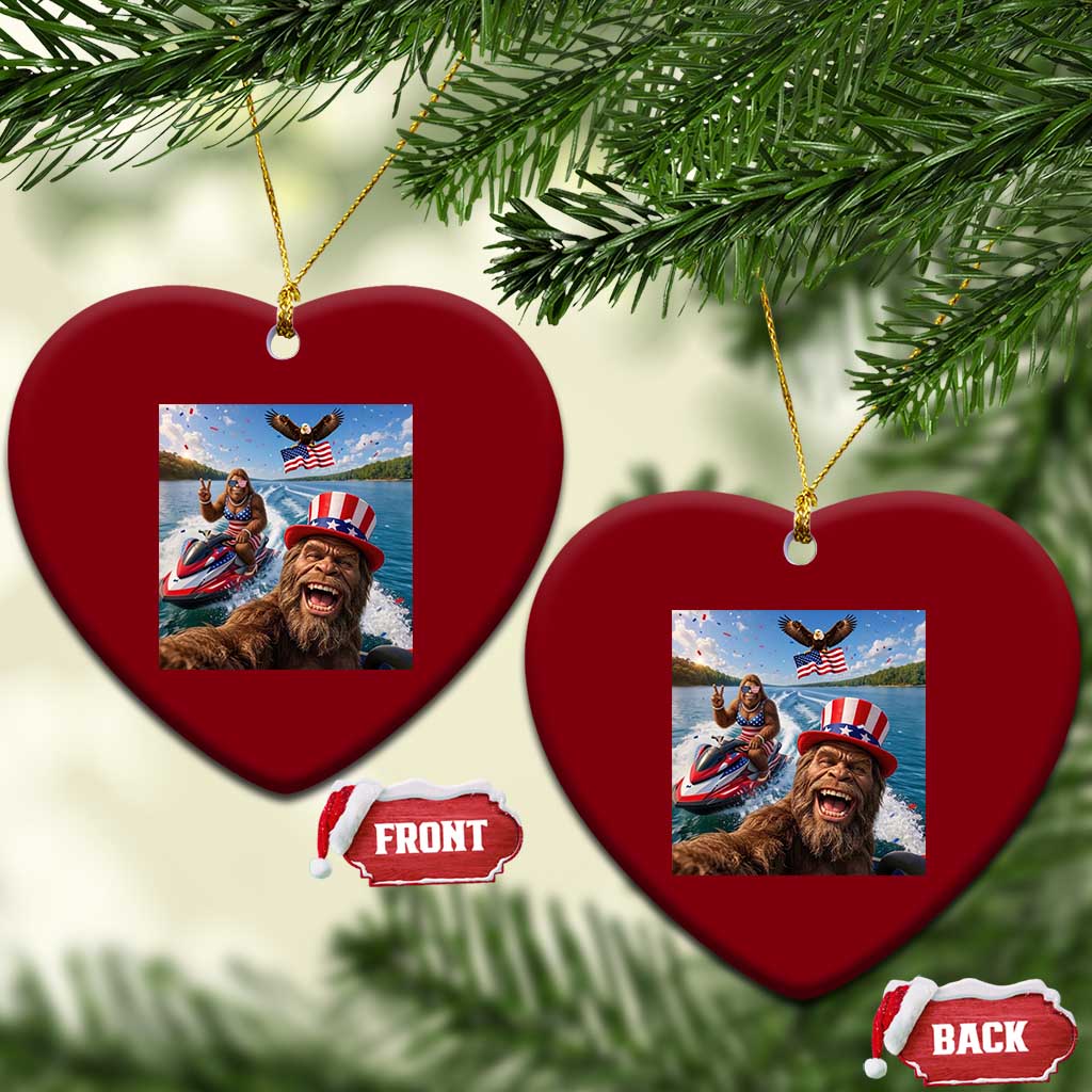 Patriotic Bigfoot Squad Chill Summer Vacation Graphic Ceramic Ornament TS12 Print Your Wear