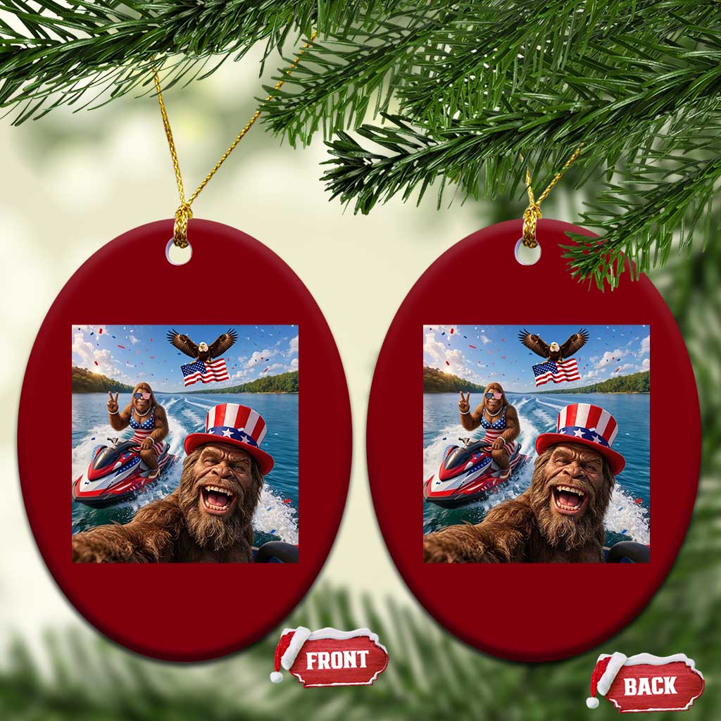 Patriotic Bigfoot Squad Chill Summer Vacation Graphic Ceramic Ornament TS12 Print Your Wear