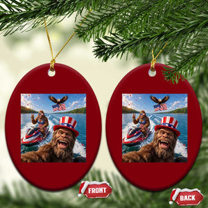 Patriotic Bigfoot Squad Chill Summer Vacation Graphic Ceramic Ornament TS12 Print Your Wear