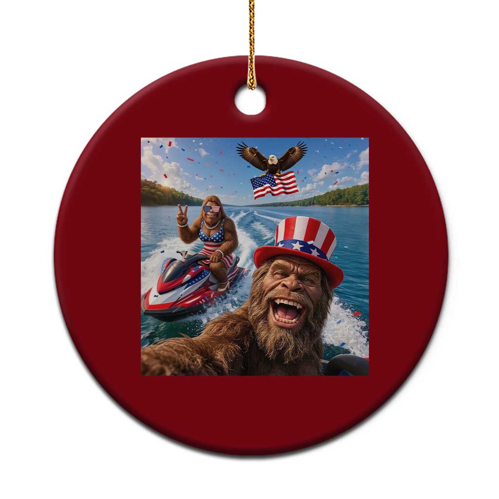 Patriotic Bigfoot Squad Chill Summer Vacation Graphic Ceramic Ornament TS12 1pc Red Print Your Wear